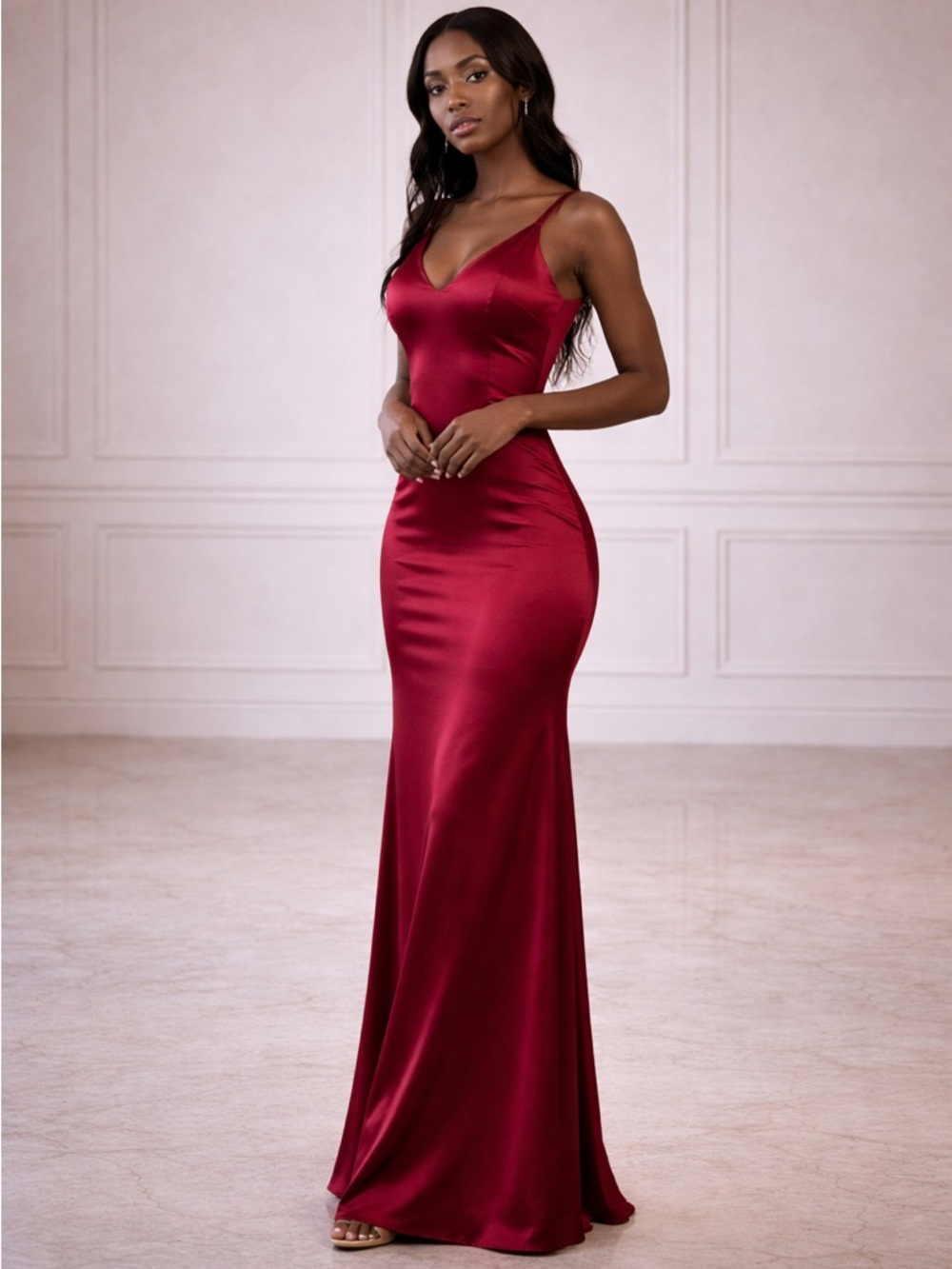 Melora Deep Red Satin Dress